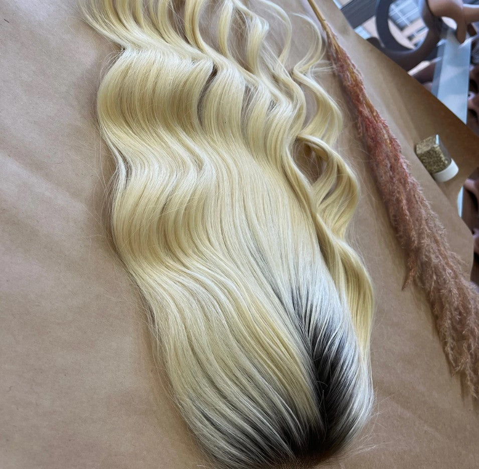 Luxury Human Hair Lace Base Topper, Blonde Ombre,No Slip Silicone, Alopecia, Premium Human Hair, Virgin Handmade Topper, HairLoss, Fake Scalp,Free Part