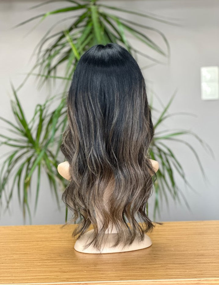 Luxury Human Hair Lace Base Topper,Blonde Balayage,No Slip Silicone, Alopecia,  Premium Human Hair, Virgin Handmade Topper, HairLoss, Fake Scalp,Free Part