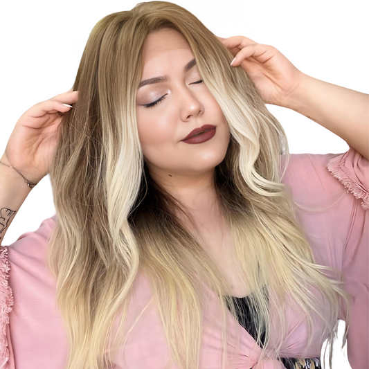 Luxuriöse Perücken aus Echthaar | Blondes Balayage | 4*4 Lace Front | Geschenk für Sie