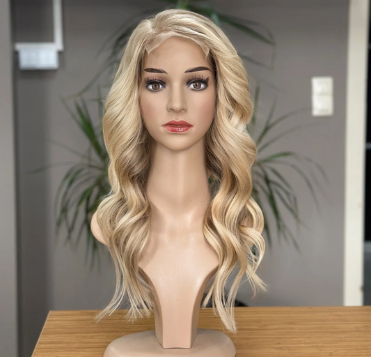 Luxury Human Hair Lace Base Topper,Baby Blonde,No Slip Silicone, Alopecia,  Premium Human Hair, Virgin Handmade Topper, HairLoss, Fake Scalp,Free Part